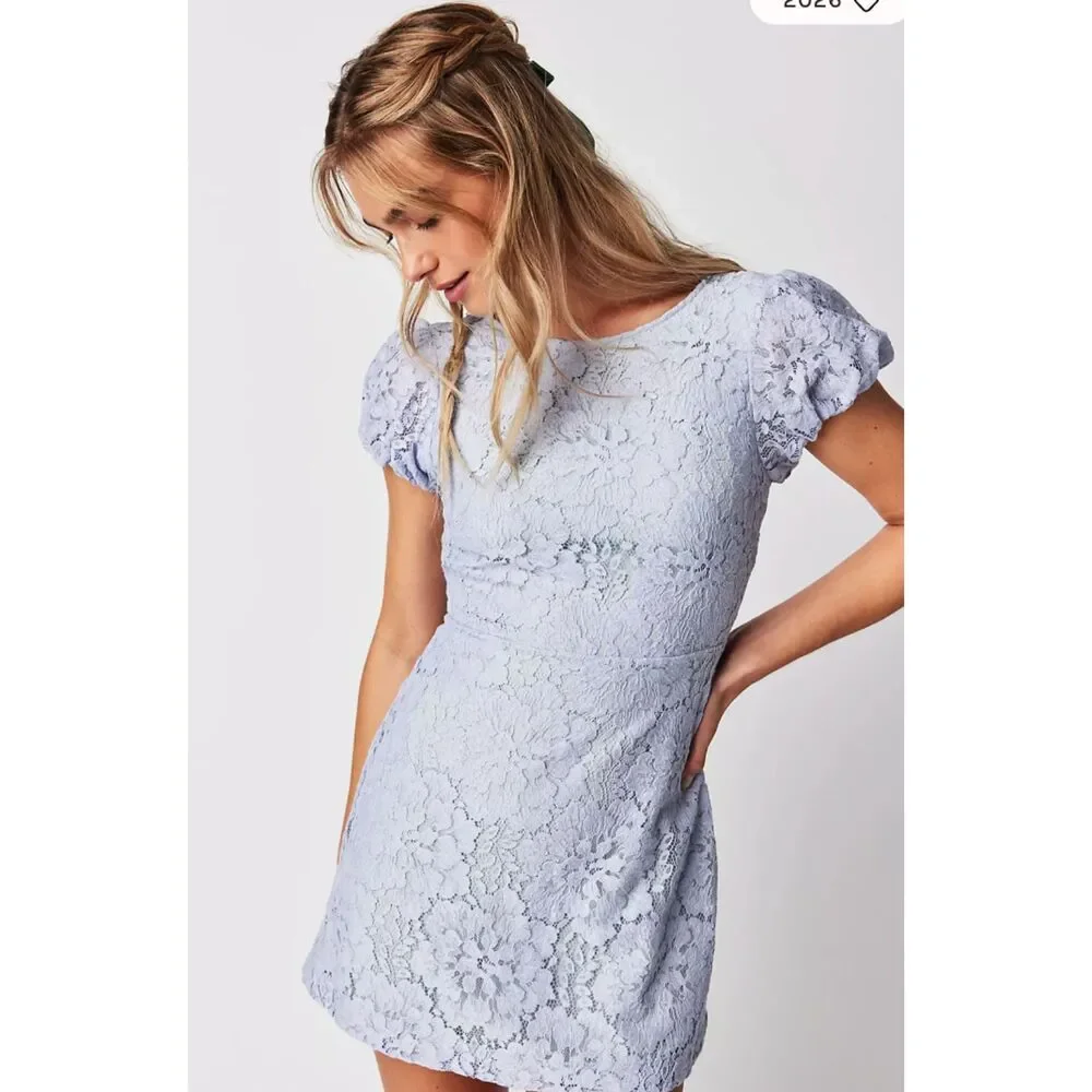 Free People Hailee Lace Mini Dress Light Purple Size Small